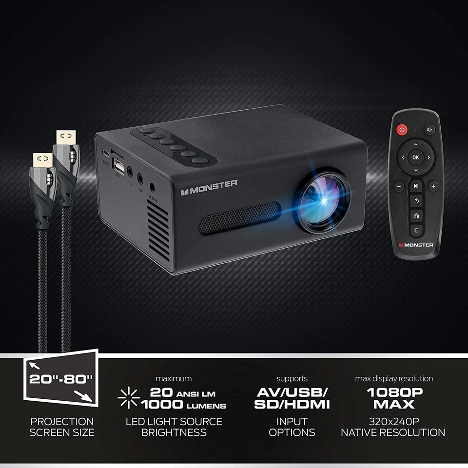 Monster Vision Image Mini Portable LCD Projector 1920x1080 HD (MHV1-1050)™ - Image 4 of 4
