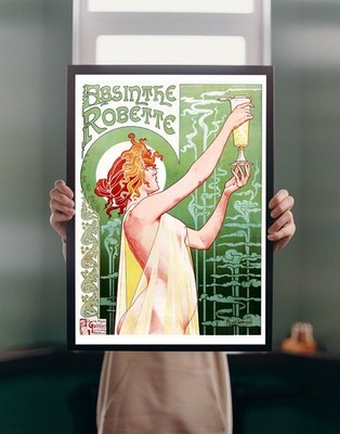 Absinth Robette 1896 POSTERDRUCK Livemont Werbung Böhmische Blumen Wandkunst Dekor