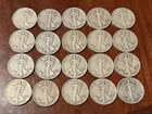 Lot Of 20 Walking Liberty Half Dollars 90% Silver 1943