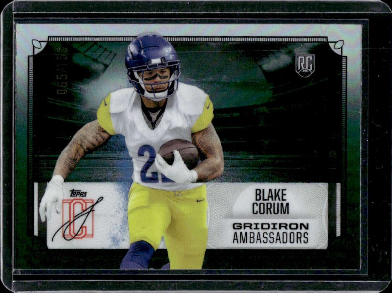 Blake Corum Topps Signature Class Gridiron Ambassadors #GA10 Green