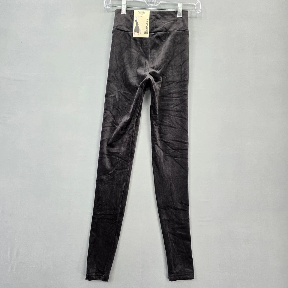 No Boundaries Black Soot Cozy Velour Leggings NEW Stretch Women Size XXS Juniors - Image 2 of 4