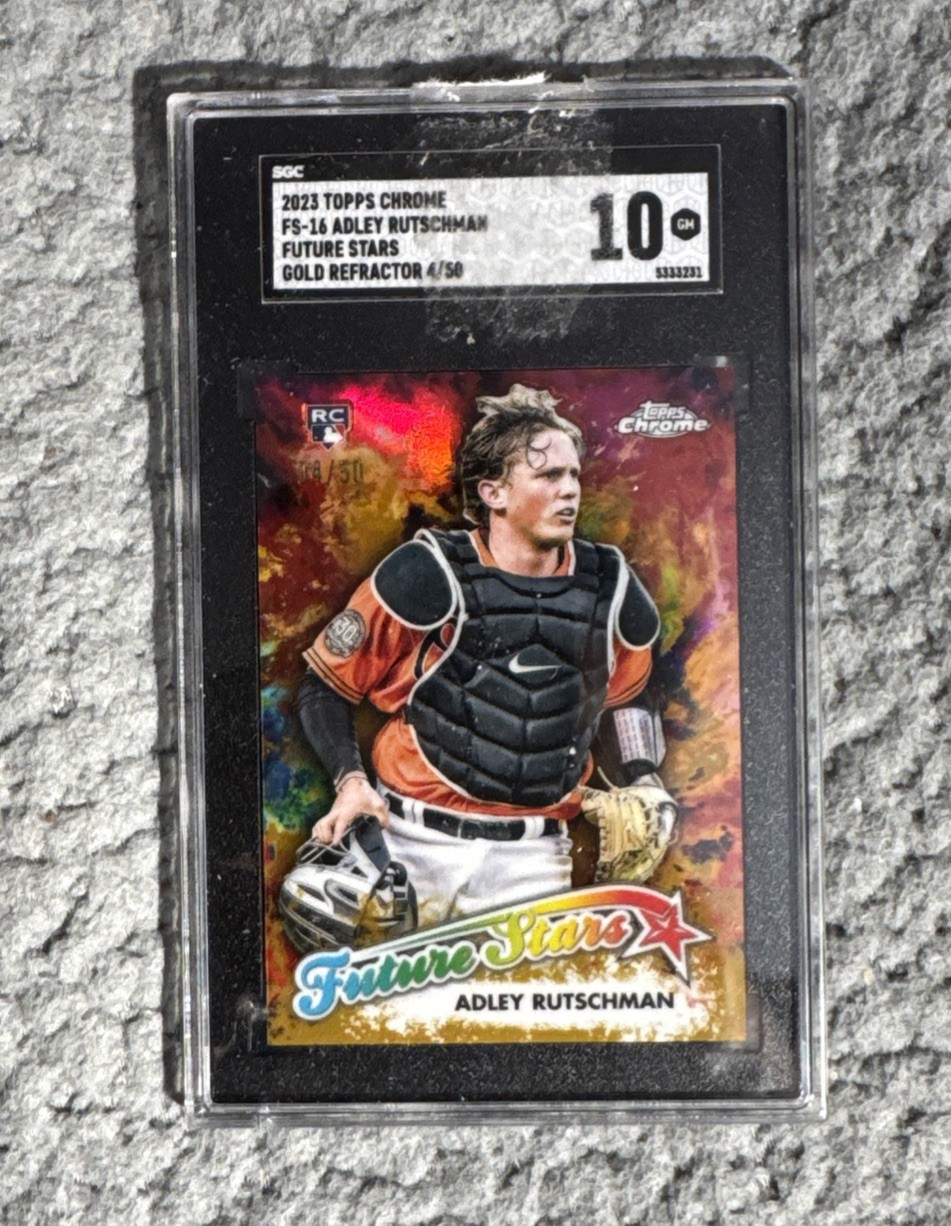 2023 Topps Chrome Adley Rutschman Future Stars RC Gold Refractor #/50 SGC 10