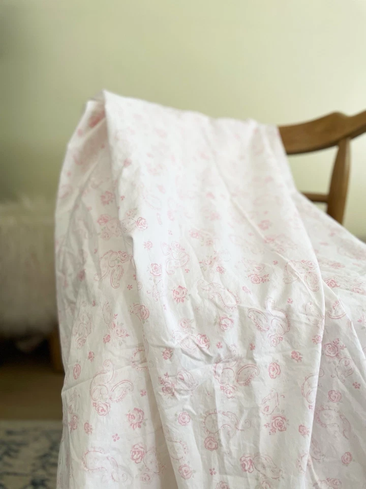 Simply Shabby Chic Twin Flat Fitted Sheet Pink Floral Paisley Rachel Ashwell - Image 3 of 4
