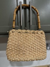 1950s/60s Raffia Bamboo Handle Handbag