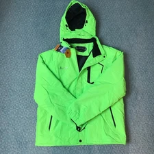 MOERDENG Waterproof  Men's Ski Jacket Warm Winter Snow Coat Neon Green Size XL