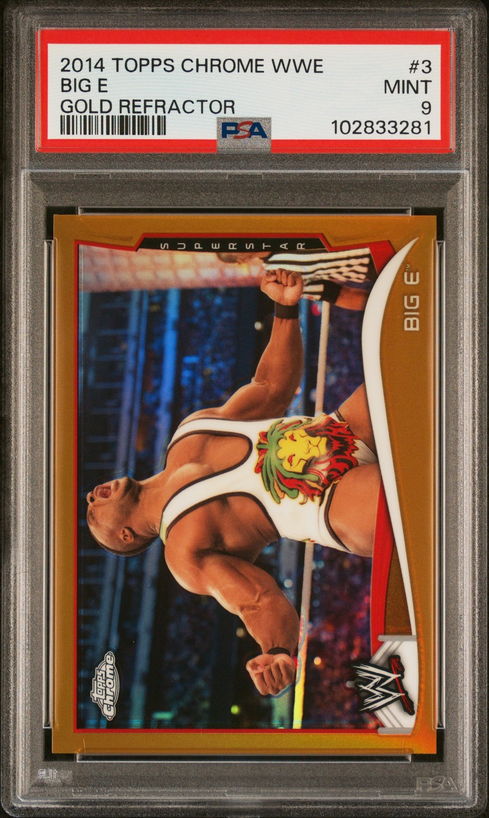 2014 TOPPS CHROME WWE GOLD REFRACTOR #3 BIG E 41/50 PSA 9