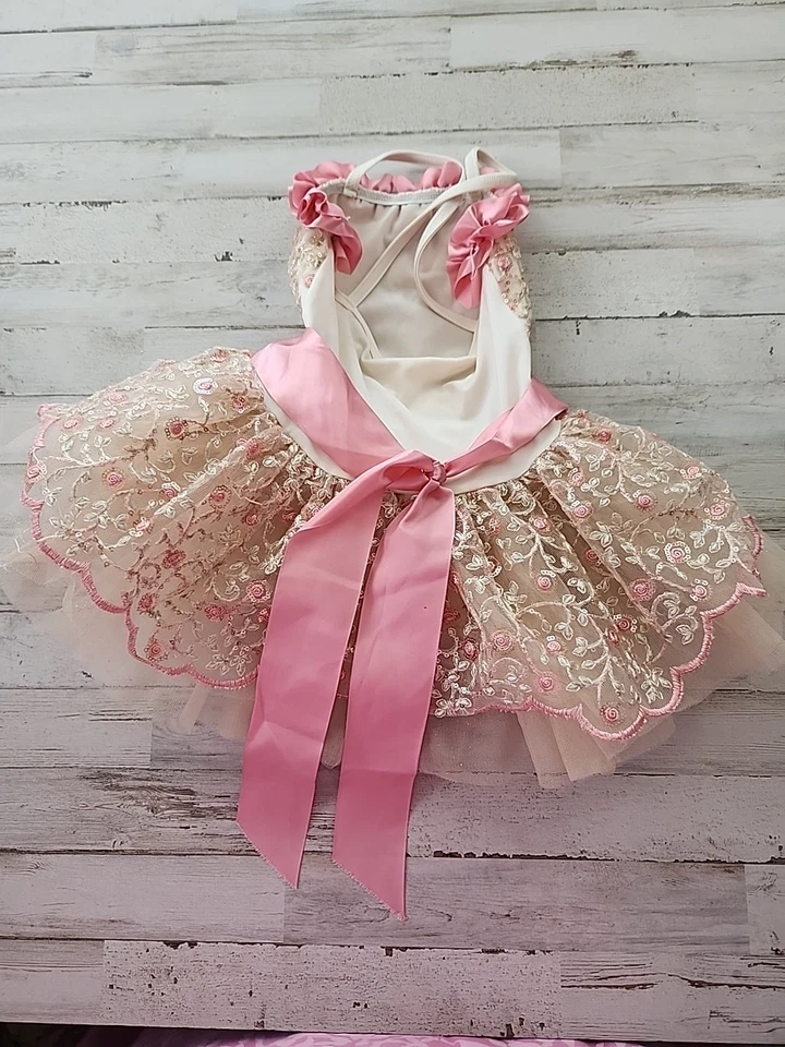 Weissman костюм платье SC розовый бант розы блестки фея принцесса бежевый 6779 - Изображение 4 из 4