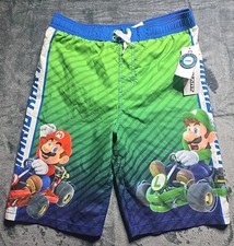 Super Mario Bros. MarioKart Boys Swim Trunks Sz L With Inside Liner NWT Luigi