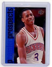 ALLEN IVERSON PROSPECT RC ROOKIE CARD #141 1996-97 SP UPPER DECK BASKETBALL CARD. rookie card picture