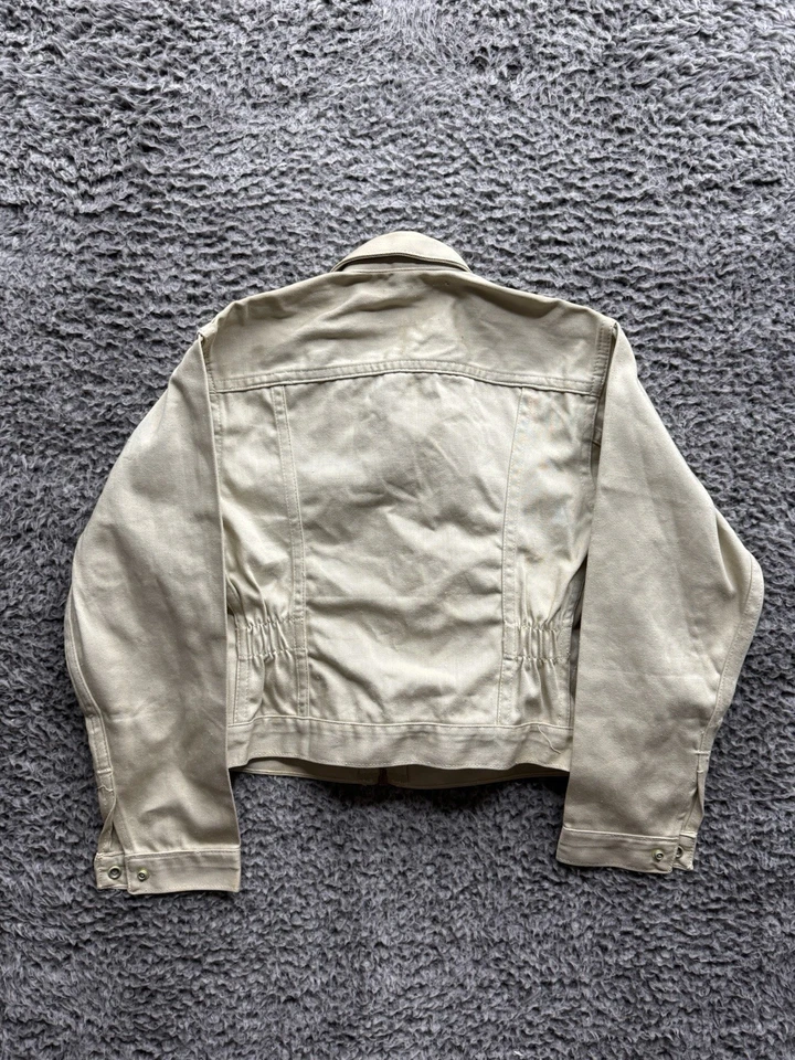 Jaqueta jeans vintage Wrangler 1950’s off white ponto plissado fonte 3 tamanho 12 - Imagem 2 de 4