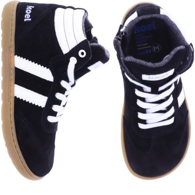Koel Kids | Drew | Black-White | Leder-Merinofutter | Kinder Booties