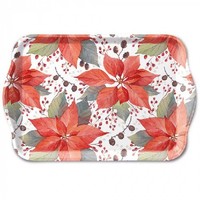 Tablett, Tray Poinsettia And Berries 13X21Cm By Ambiente | Weihnachtsstern