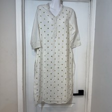 Melange Kurta Women M Ivory Gold Foil Bootis Straight Lightweight Geometric