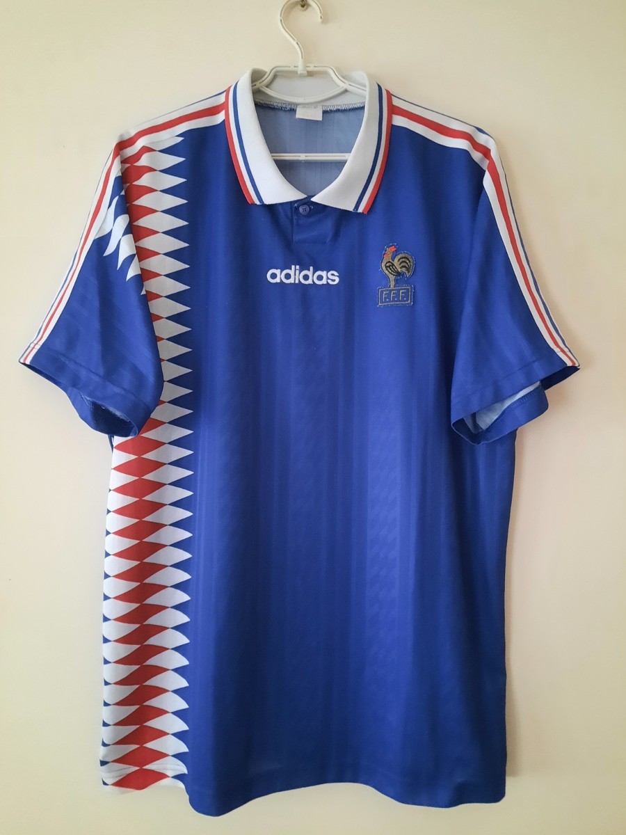 90s adidas 94/95 サッカー フランス代表 ホームユニフォーム France Home Football Shirt Jersey Adidas 1994 1995 Size XL