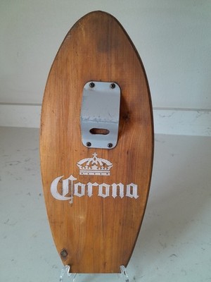 Primitive Vintage Corona Beer Wooden Surfboard Shaped Wall Mount Bottle Opener 