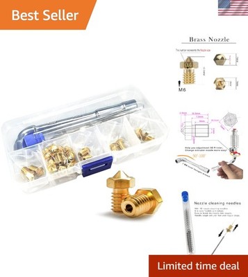 22-Piece Brass Nozzle Kit for V5-V6 3D Printers - Precision Printing Essentials