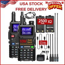 2 Pack BAOFENG Ham Radio Long Range 10W Walkie Talkies USB-C Rechargeable 999CH