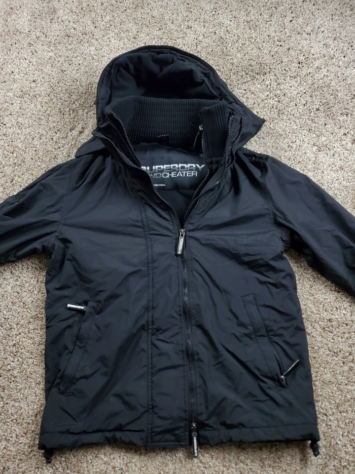 Superdry Chaqueta Wind Cheater Mediana Mujer Negra Manga Larga Forrada Con Capucha Nylon Foto 3 de 4