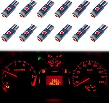 12 Pcs T5 Led Bulbs 74 73 37 2721 Instrument Cluster Light Bulb 1 Color Red