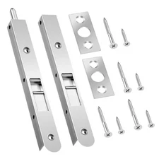 2 Pack Flush Bolt for Double Door 7 Inch Heavy Duty Chrome Plating Flush Latc...