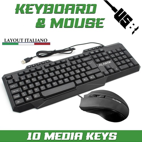 Set Maus E Tastatur USB Mit Draht Layout Italienisch Multimedia Alantik_
