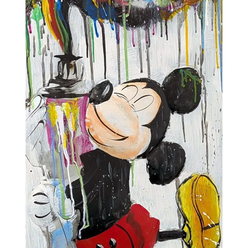 Quadro Metallo Topolino Mickey Mouse Disney Bomboletta Spray Street PopArt 60x80, fotografia 3 di 9
