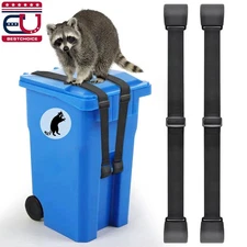 2Pcs Trash Can Locks Animals Raccoon Bear Proof with Adjustable Elastic Bin Belt