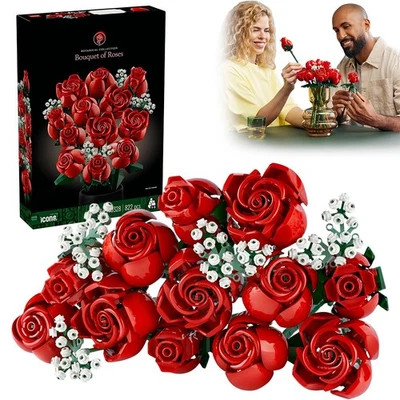UNBEKANNT Blumenstrauß Bausteine Set 882 Stück DIY Bau Spielzeug Valentinstag Geschenkset