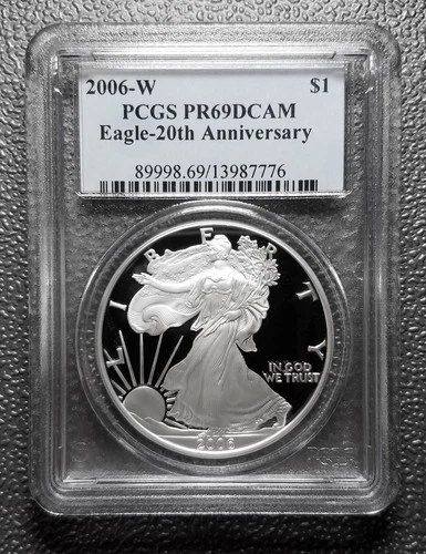 2006-W SILVER American Eagle PROOF PCGS PR69 DCAM 20th Anniversary!