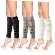 3 Pairs Women's Leg Warmers, Knee High Knit Warmers, Winter Leg Warmers for