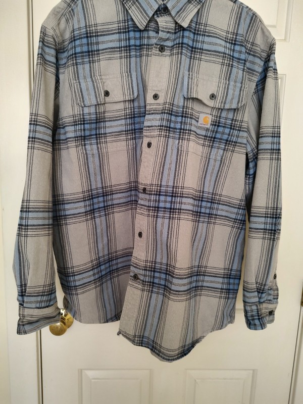 CARHARTT Loose Fit Heavyweight Flannel XL  Shirt Long Sleeve Blue Gray Men