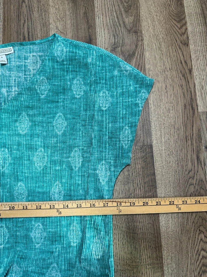 Рубашка Dana Buchman, женский размер маленький, зеленый, короткий рукав, v-образным вырезом - Изображение 4 из 4