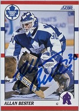 1990-91 Score Allan Bester Auto Card #27 Toronto Maple Leafs Hockey Signed NHL