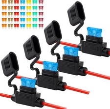 4 Pack 12AWG Inline Fuse Holder, Waterproof Fuse Holder with 35 PCS Standard Fus