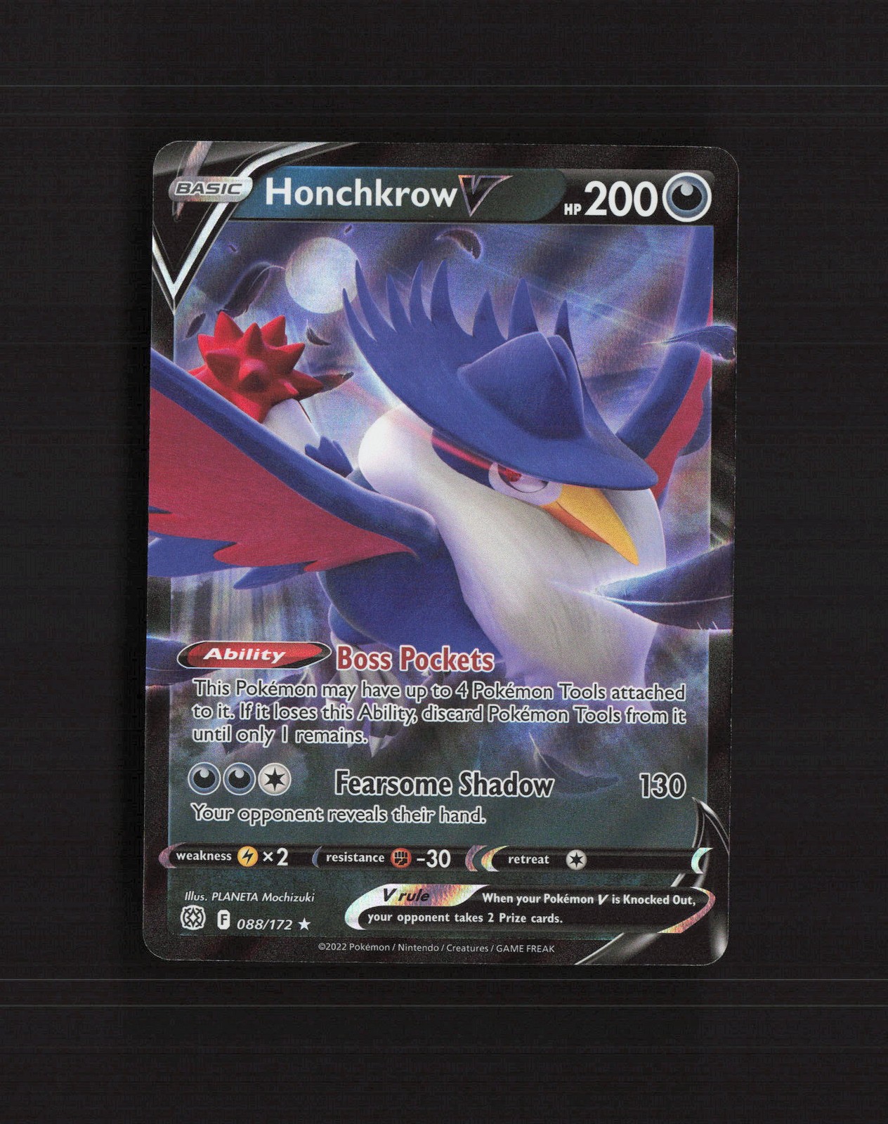 Honchkrow V 088/172 Brilliant Stars Ultra Rare Holo Pokemon Card NM