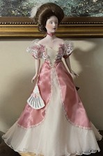 Vtg Franklin Mint Porcelain Gibson Girl Doll  Laura, The Debutante  22 in, 1986