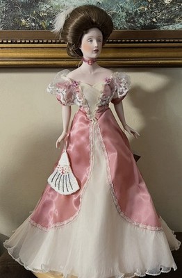 Vtg Franklin Mint Porcelain Gibson Girl  Doll  Laura, The Debutante  22 in, 1986