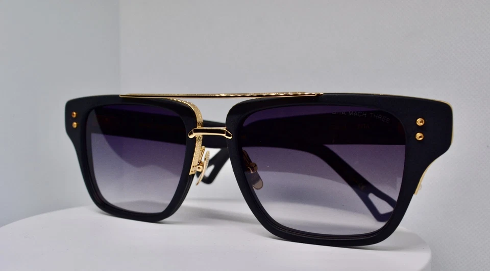 Gafas de sol Dita Mach Three oro 18K titanio hechas en Japón con estuche Foto 3 de 4