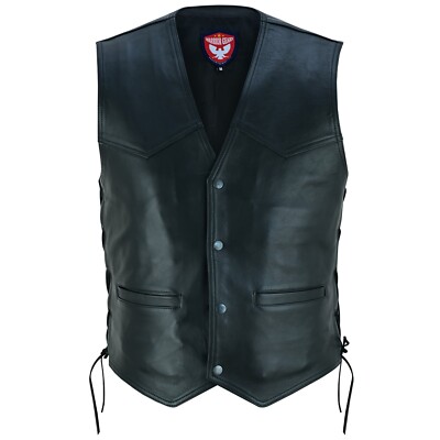 Warrior Herren Premium Rindsleder Motorrad Weste Climax gefüttert Weste