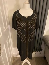 ICONIC VERSACE Jeans Black with Gold Studs Shift Dress UK 10, I 42