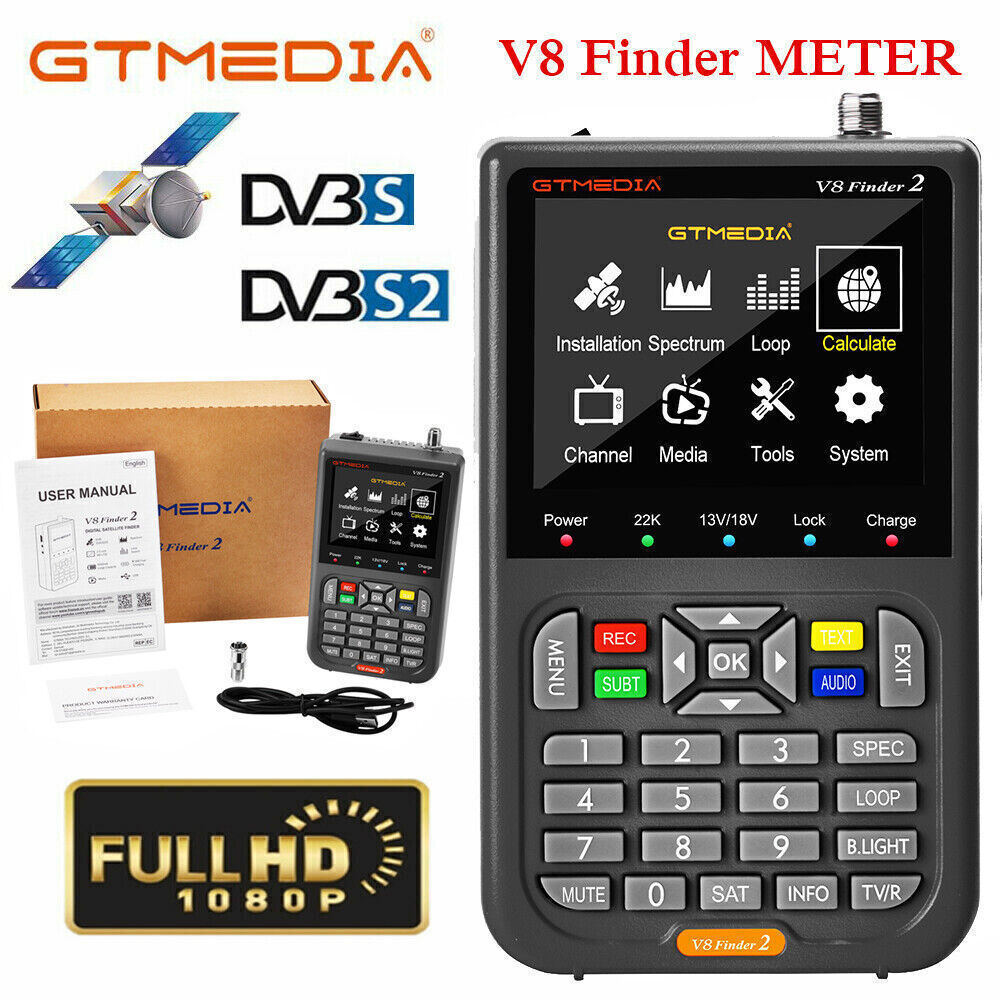 Profi Sat Finder GTMEDIA V8 Satelliten Messgerät SATFINDER DVB-S/S2/S2X,3.5"LCD