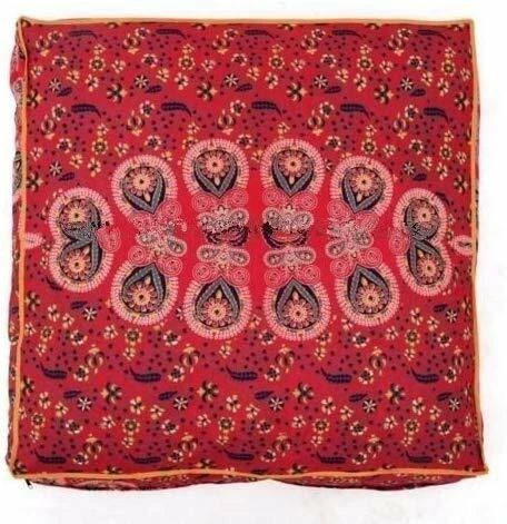 Mandala Floor Pillow Cover Square Ottoman Pouf Cover Daybed Oversized Cotton  - Image 3 of 4