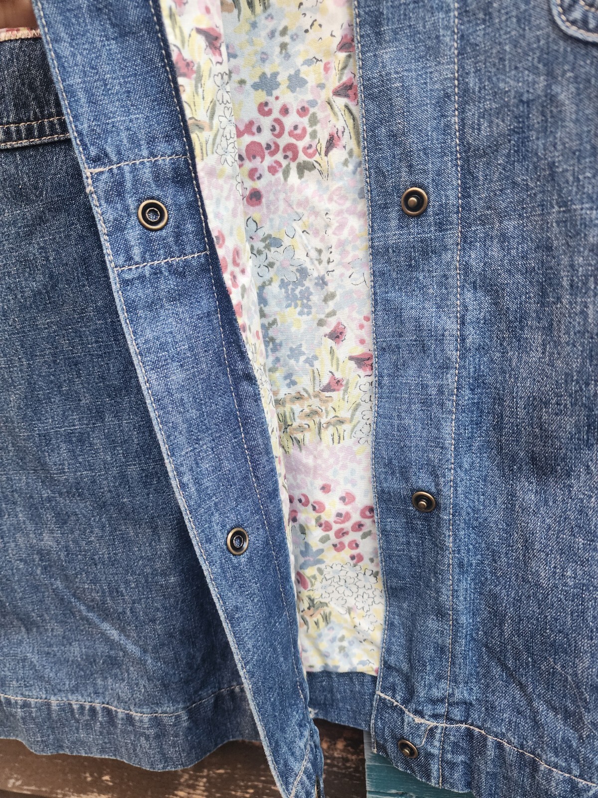 Denim Shacket Jacket Blast Blues Patch L Vintage? - image 6