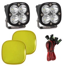 Baja Designs Squadron Racer Edition Clear LED Spot Lights W/ Amber Rock Guards