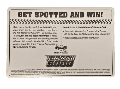 Sunoco Fuel Original NASCAR Racing Promo Aufkleber Sticker NASCAR 2012 3er Set - Bild 10 von 11