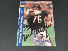 Steve McMichael Bears Auto SIGNED 1995 Super Bowl XX 10th Anniversary Card .