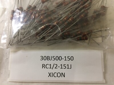 30BJ500-150 XICON RC1/2-151J RESISTOR CARBON 1/2W 150OHM 100 PIECES