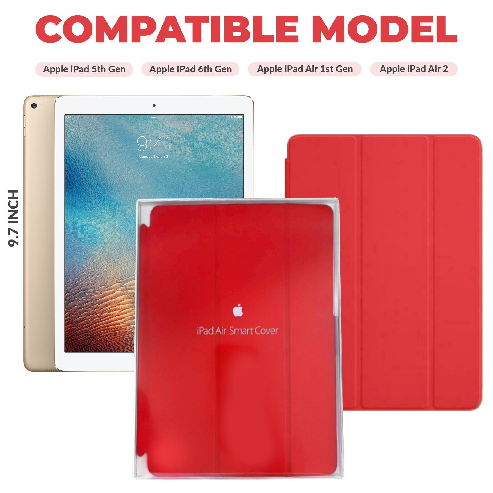 Catena velordnet Ekstremt vigtigt OEM Apple Smart Cover for iPad 9.7 inch 5th &amp; 6th Gen and Air 1 &amp; 2  Blue or Red | eBay