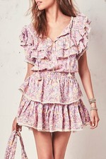 New Loveshackfancy Liv Mini Dress in Jetset Size: XS Floral Cotton Ruffle
