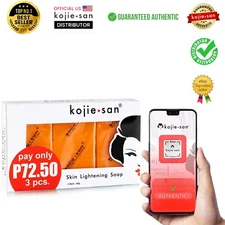 Kojie San Skin Moisturize Lightening Bleaching Anti-Acne Kojic Acid Soap 3 X 65g